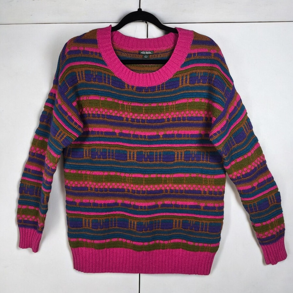 Wild Fable Womens Pink Colorful Chunky Bubble Knit 90's Inspired Sweater Medium
